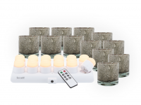 Securit MANI gr&aring; glasstager med hvidt LED lys, 12 stk