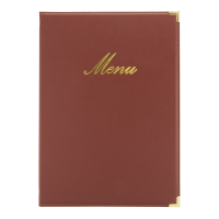 Securit CLASSIC menuomslag A4 vinrød med "Menu" i guld-print