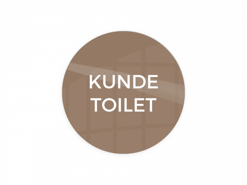 Skilt "KUNDE TOILET" Ø10cm aluminium caffe latte