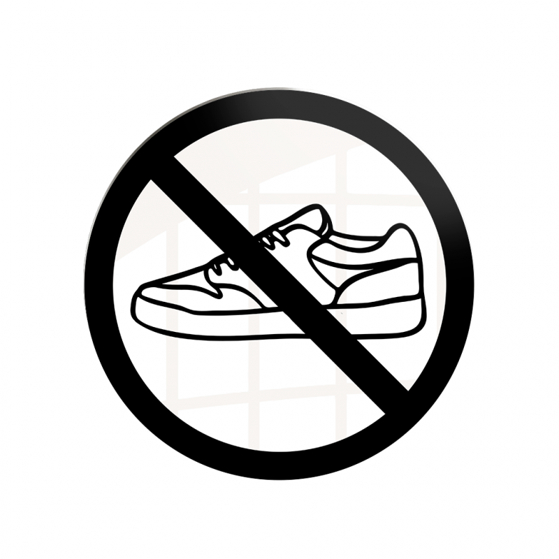 Skilt "SKOFRIT OMR&Aring;DE" &Oslash;10cm i aluminium hvid og sort