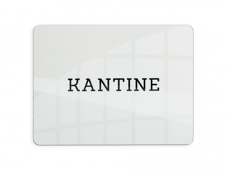 Skilt "KANTINE" 12x9cm aluminium hvid