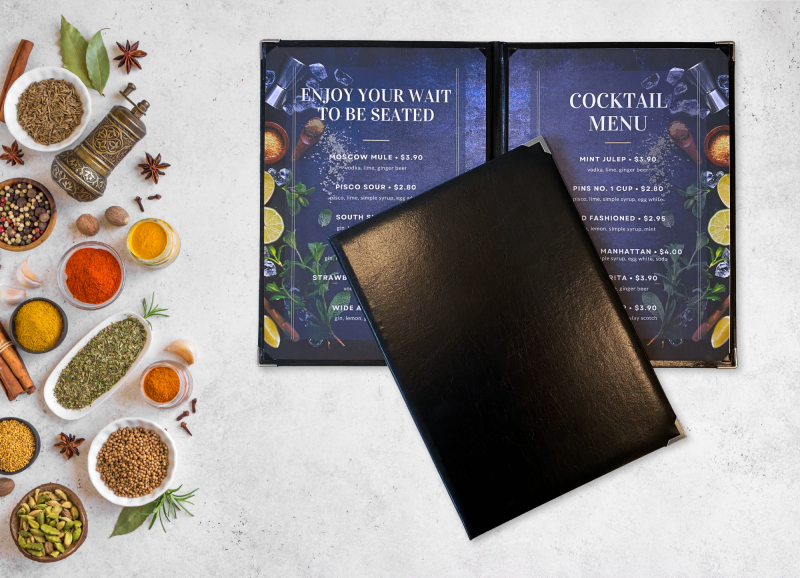 Peleman Deluxe menuomslag A4> læder sort