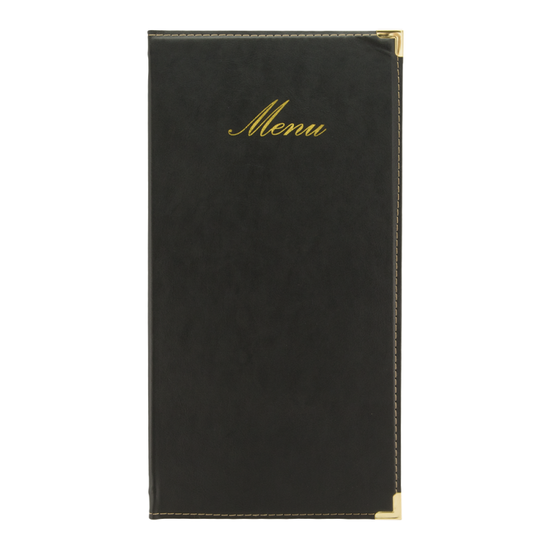 Securit CLASSIC menuomslag A45 med "Menu" i guld-print sort