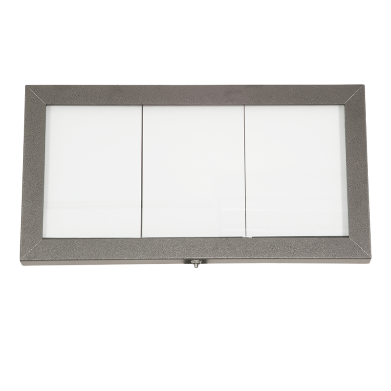 Securit COATED STEEL belyst informationsdisplay 3xA4 m&oslash;rkgr&aring;