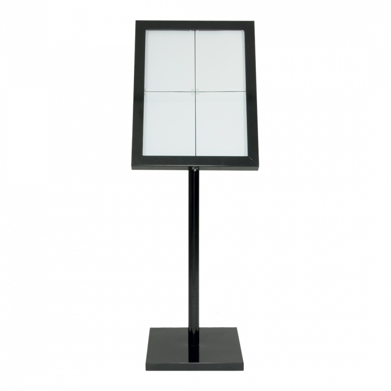 Securit Black Star 4xA4 informationsstander med LED-lys sort