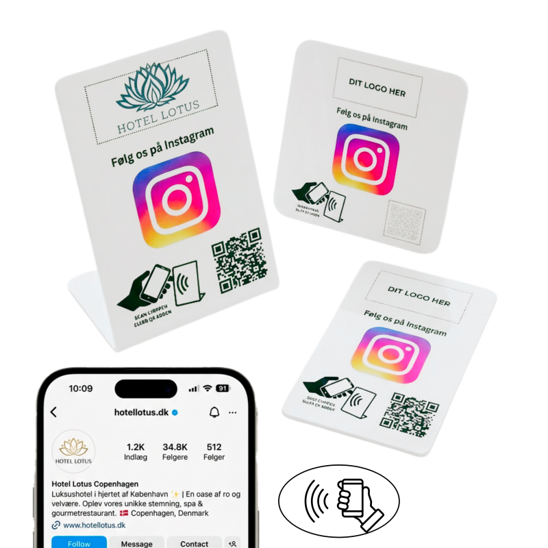 Securit skiltepakke med chip til eget logo og Instagram