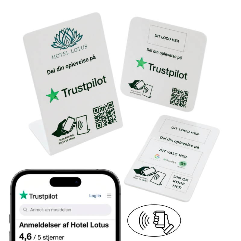 Securit skiltepakke med chip til eget logo og Trustpilot