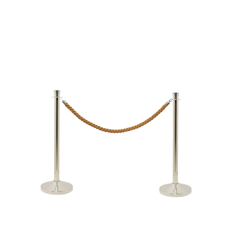 Securit CLASSIC CHROME afsp&aelig;rringss&aelig;t med 2 stolper, fod og bronze reb