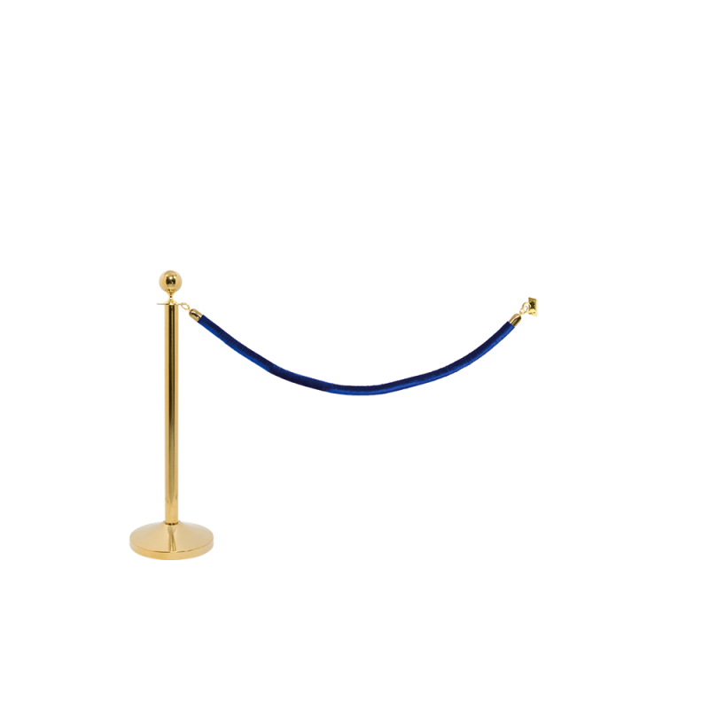 Securit afsp&aelig;rringss&aelig;t med bl&aring;t reb, v&aelig;gkrog og 1 stolper guldfarvet