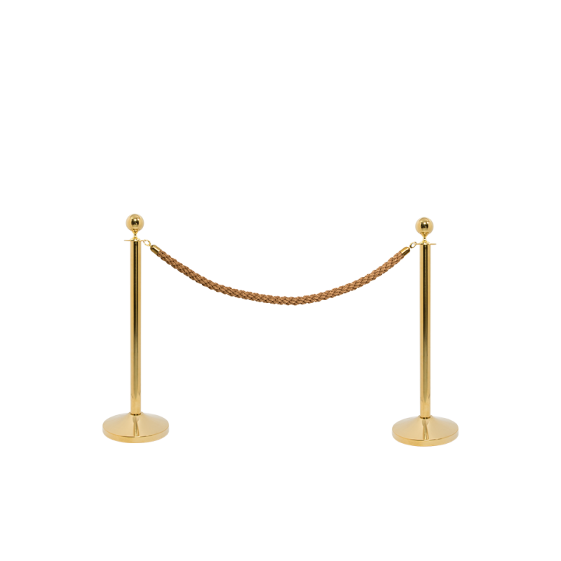 Securit afsp&aelig;rrings&aelig;t med bronze reb og 2 stolper guldfarvet