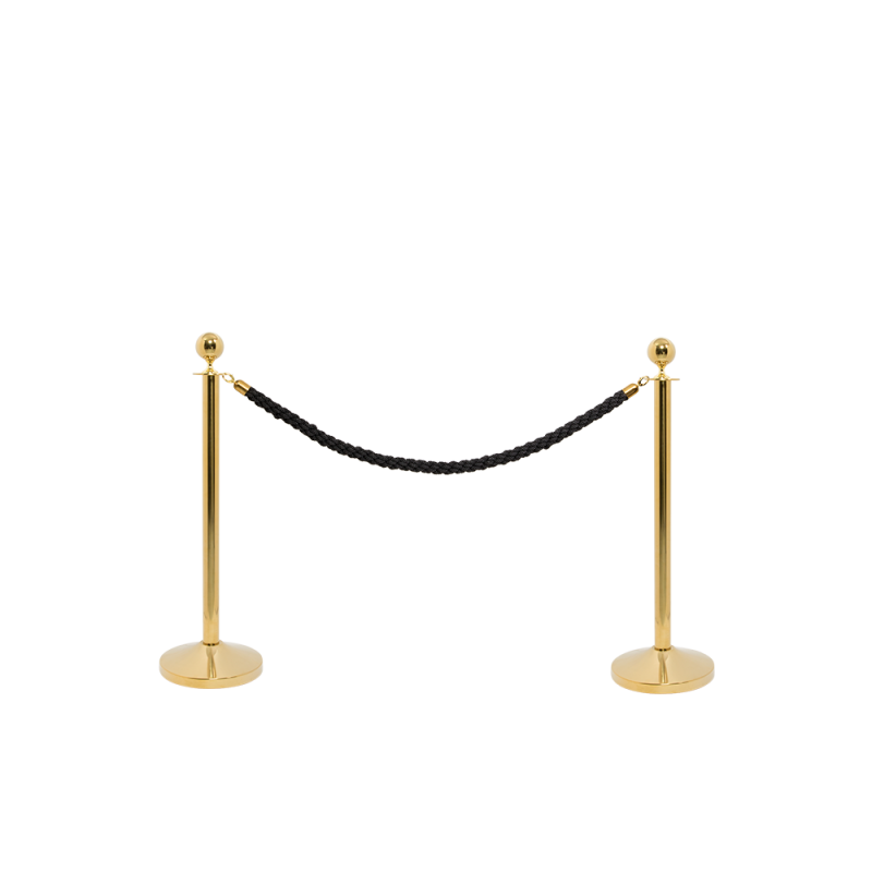 Securit Classic Gold afspærringssæt med 2 stolper, fod og sort reb
