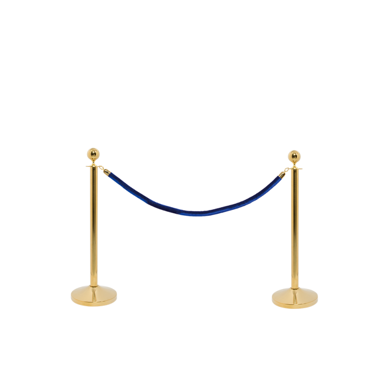 Securit afsp&aelig;rrings&aelig;t med bl&aring;t reb og 2 stolper guldfarvet