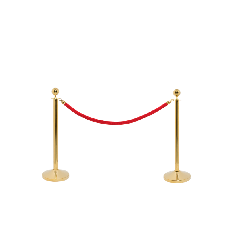 Securit Classic Gold afspærringssæt med 2 stolper, fod og rødt reb