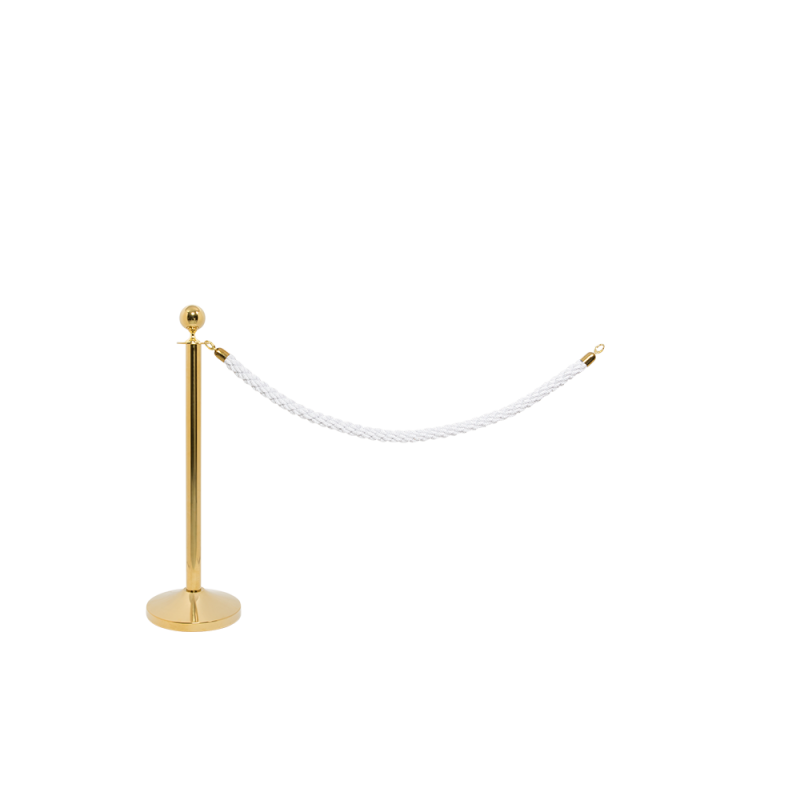Securit afsp&aelig;rringss&aelig;t med hvidt reb og 1 stolper guldfarvet