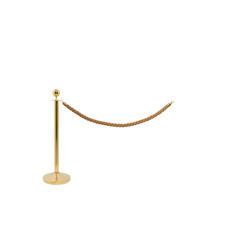 Securit afspærringssæt med bronze reb og 1 stolper guldfarvet