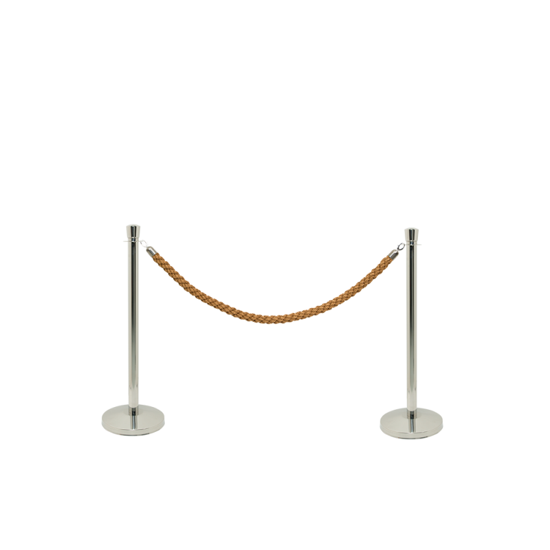 Securit afsp&aelig;rrings&aelig;t med bronze reb og 2 stolper i rustfrit st&aring;l