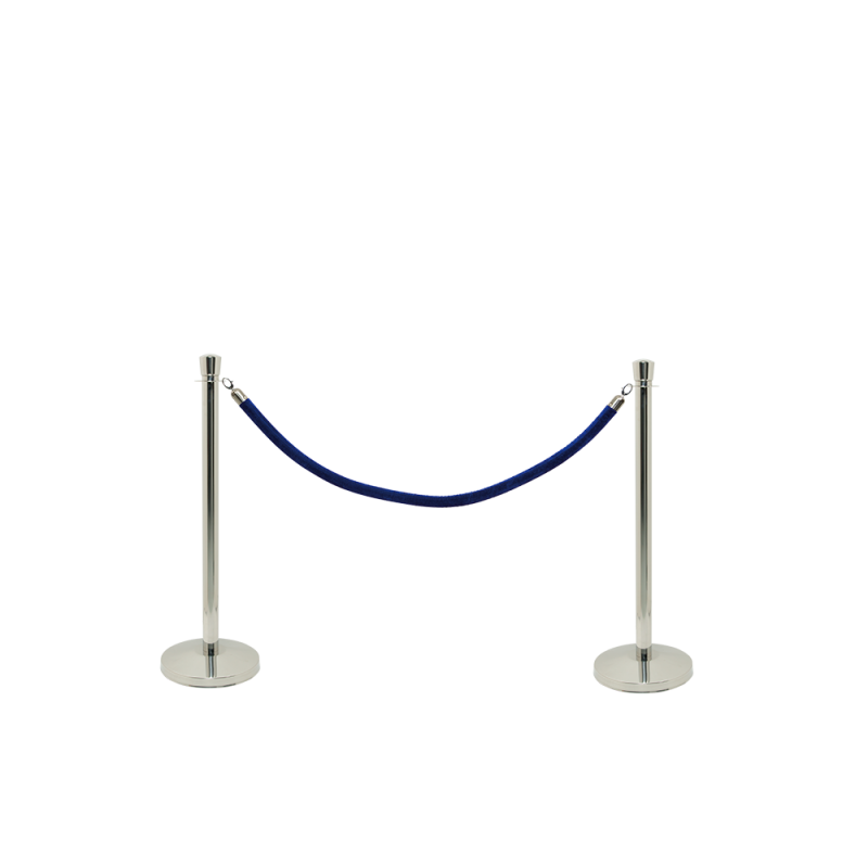 Securit afsp&aelig;rrings&aelig;t med bl&aring;t reb og 2 stolper i rustfrit st&aring;l