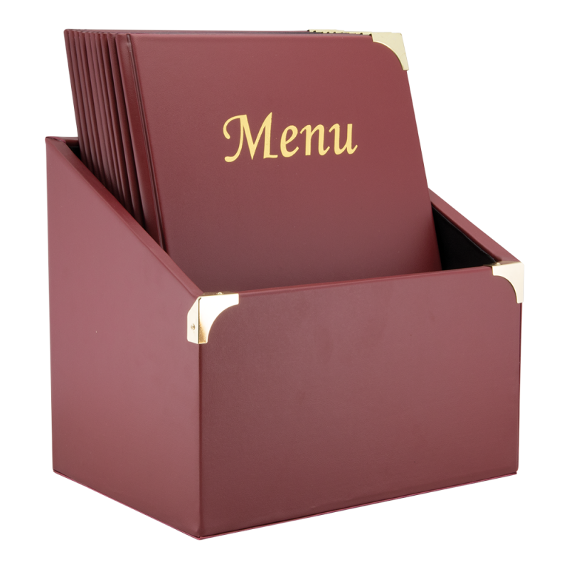 Securit BASIC 10 x A4 menuomslag i opbevaringsboks vinrød