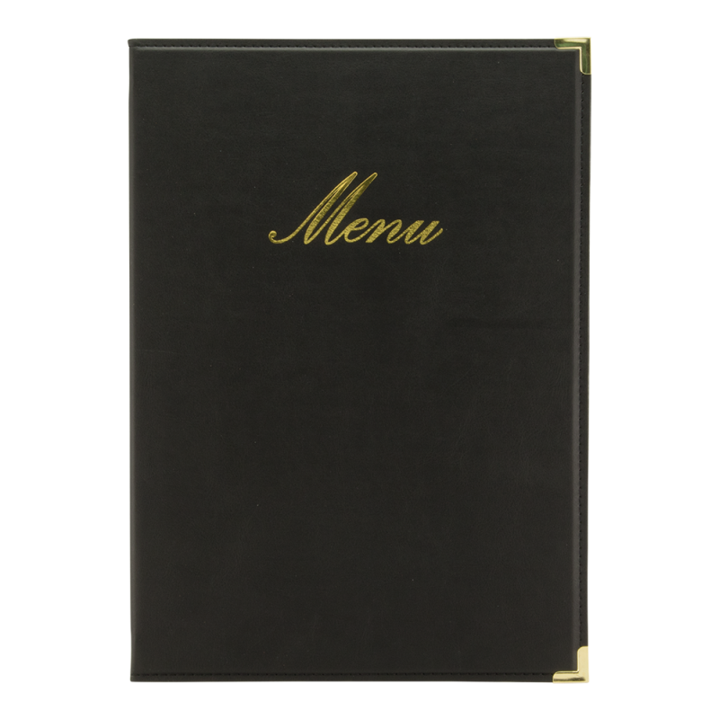 Securit CLASSIC menuomslag A4 sort med "Menu" i guld-print