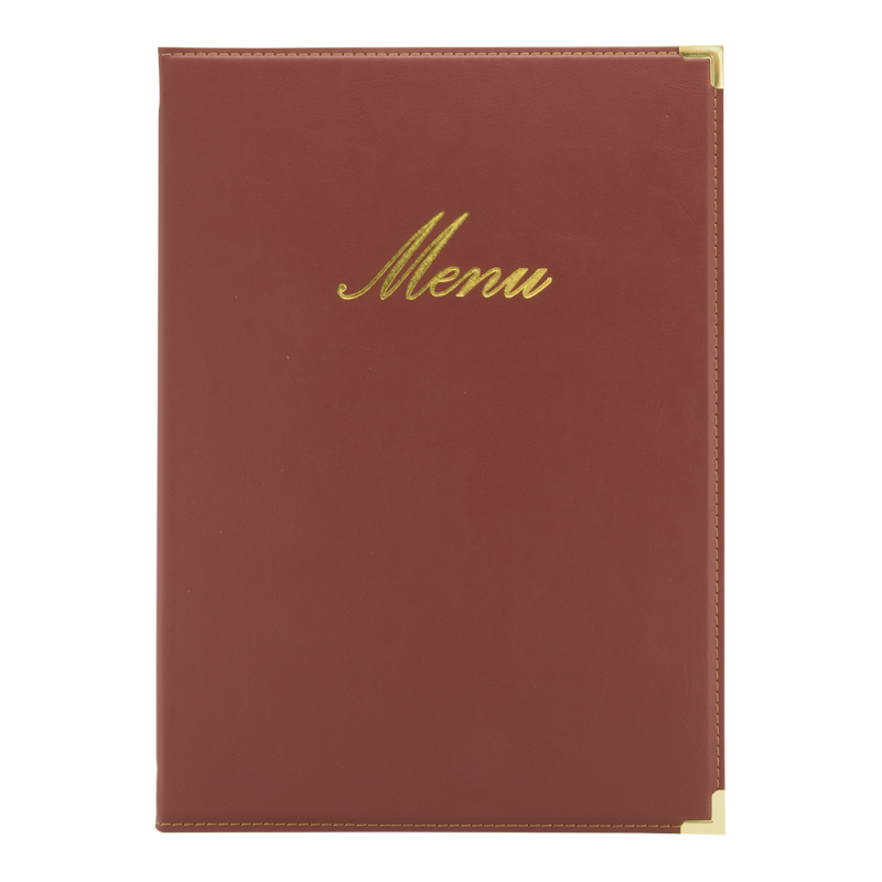 Securit CLASSIC menuomslag A4 vinrød med "Menu" i guld-print