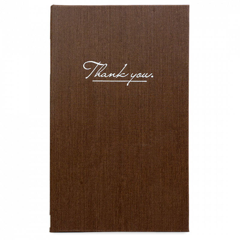 Modern THANK YOU regningsholder 13,5x21cm marron