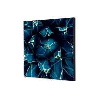 Tekstil vægdekoration 40x40cm Cactus Blue med sort ramme