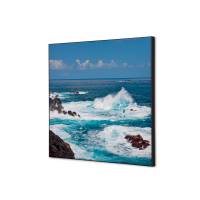 Tekstil vægdekoration 40x40cm Sea Waves med sort ramme
