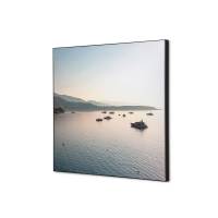 Tekstil vægdekoration 40x40cm Ships Sea med sort ramme