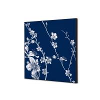 Tekstil vægdekoration 40x40cm Japanese Blossom Blue