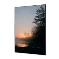 Tekstil vægdekoration A1 Forest Sunrise med sort ramme