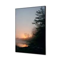 Tekstil vægdekoration A2 Forest Sunrise med sort ramme