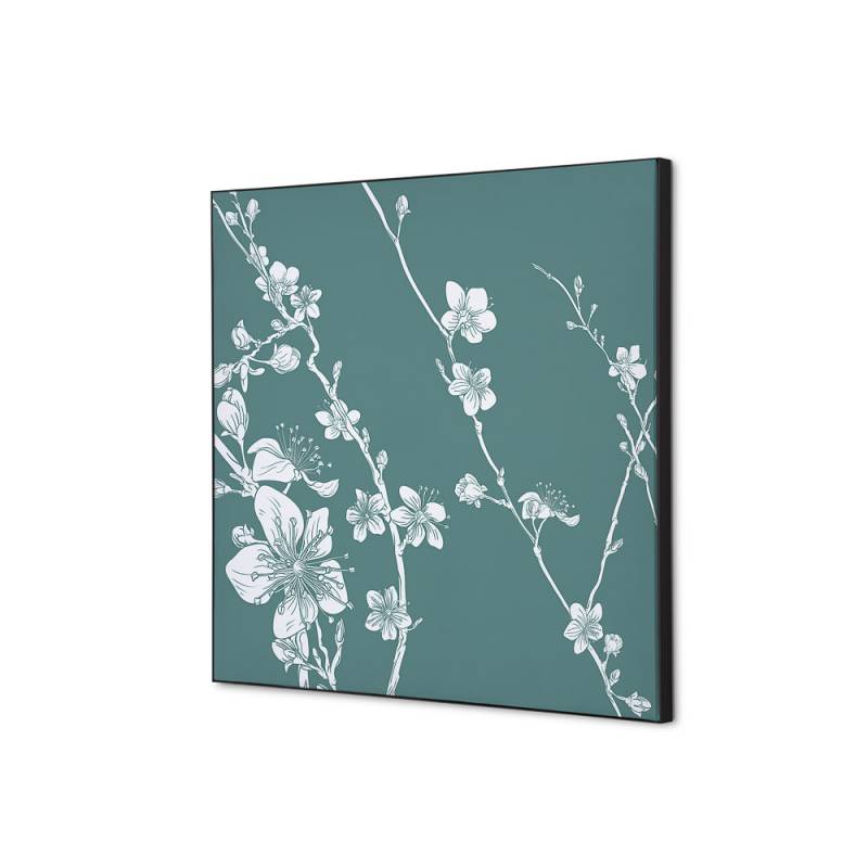 Tekstil vægdekoration 40x40cm Japanese Blossom Green