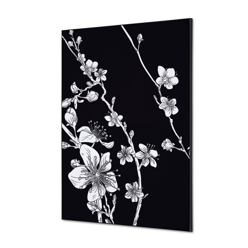 Tekstil vægdekoration A1 Japanese Blossom Black