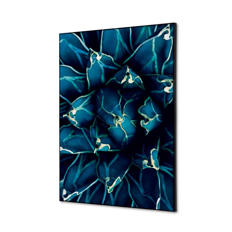 Tekstil vægdekoration A2 Cactus Blue med sort ramme