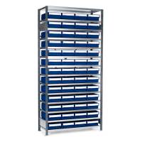 Lagerreol V06 til sm&aring;dele nr.2 inkl. 52 plastkasser, dybde 400mm