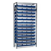 Lagerreol V06 til sm&aring;dele nr.2 inkl. 52 plastkasser, dybde 300mm