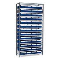 Lagerreol V06 til sm&aring;dele nr.2 inkl. 52 plastkasser, dybde 600mm