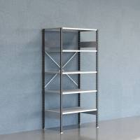 Lagerreol V06 startfag med &aring;ben gavl 2100x1000x600mm galvaniseret