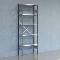 Lagerreol V06 startfag med &aring;ben gavl 2500x1000x300mm galvaniseret