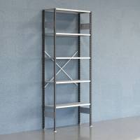 Lagerreol V06 startfag med &aring;ben gavl 2500x1000x400mm galvaniseret