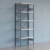 Lagerreol V06 startfag med &aring;ben gavl 2500x1000x500mm galvaniseret
