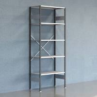 Lagerreol V06 startfag med &aring;ben gavl 2500x1000x500mm galvaniseret