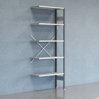 Lagerreol V06 udvidelsesfag med &aring;ben gavl 2500x1000x400mm galvaniseret