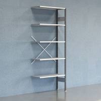 Lagerreol V06 udvidelsesfag med &aring;ben gavl 2500x1000x400mm galvaniseret