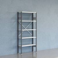 Lagerreol V06 startfag med åben gavl 2100x1000x300mm lakeret