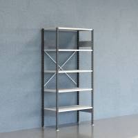 Lagerreol V06 startfag med åben gavl 2100x1000x500mm lakeret