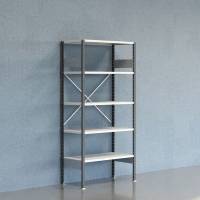 Lagerreol V06 startfag med &aring;ben gavl 2100x1000x500mm lakeret