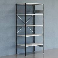 Lagerreol V06 startfag med åben gavl 2100x1000x600mm lakeret