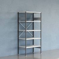 Lagerreol V06 startfag med &aring;ben gavl 2100x1000x600mm lakeret