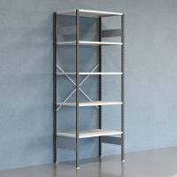 Lagerreol V06 startfag med &aring;ben gavl 2500x1000x600mm lakeret